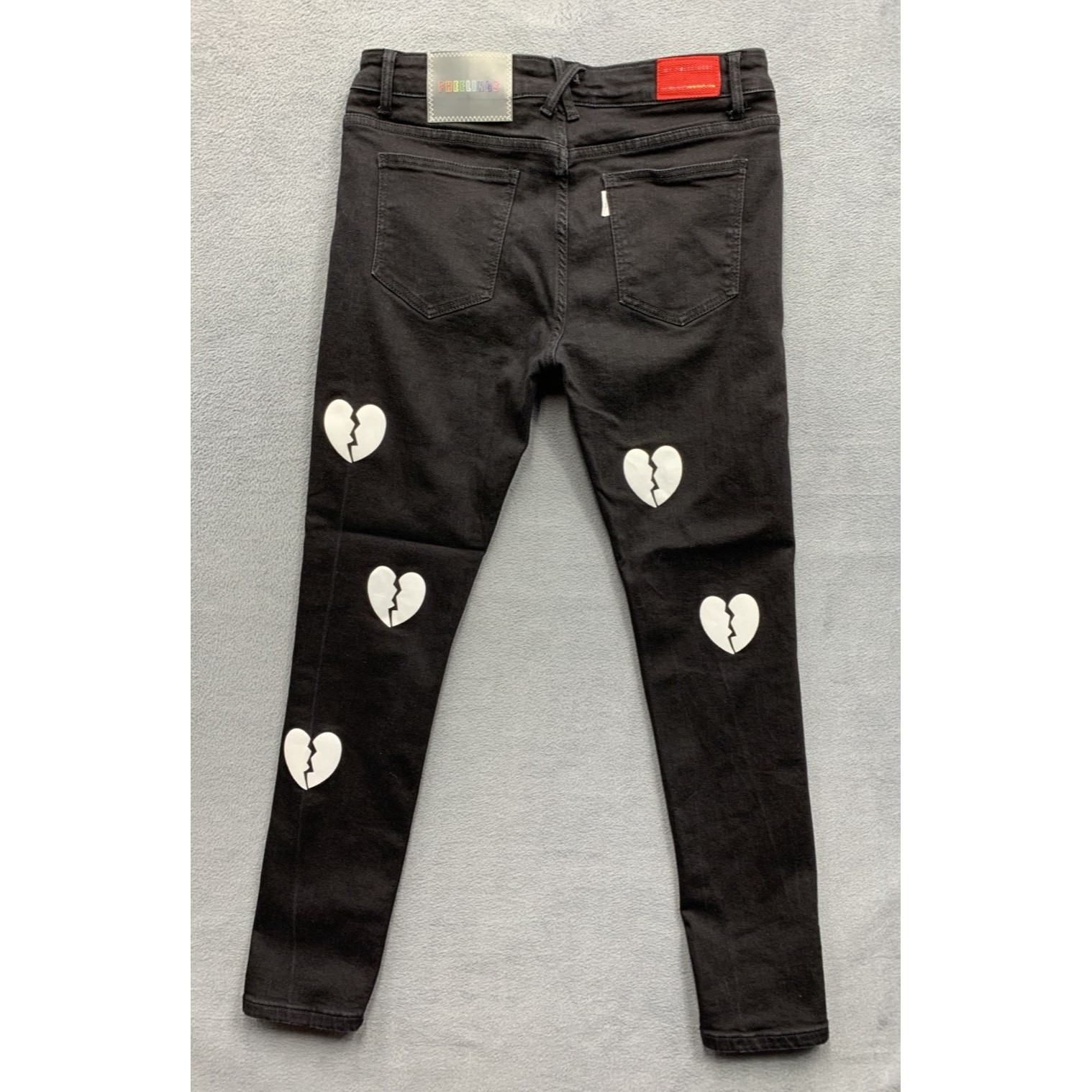 Pheelings Denim Jeans Men's Size 34x31 Black Broken Hearts Logo I Love You
